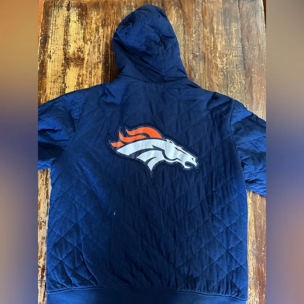 NFL Denver Broncos Navy Blue/Orange Reversible Quilted Jacket - Picture 6 of 9